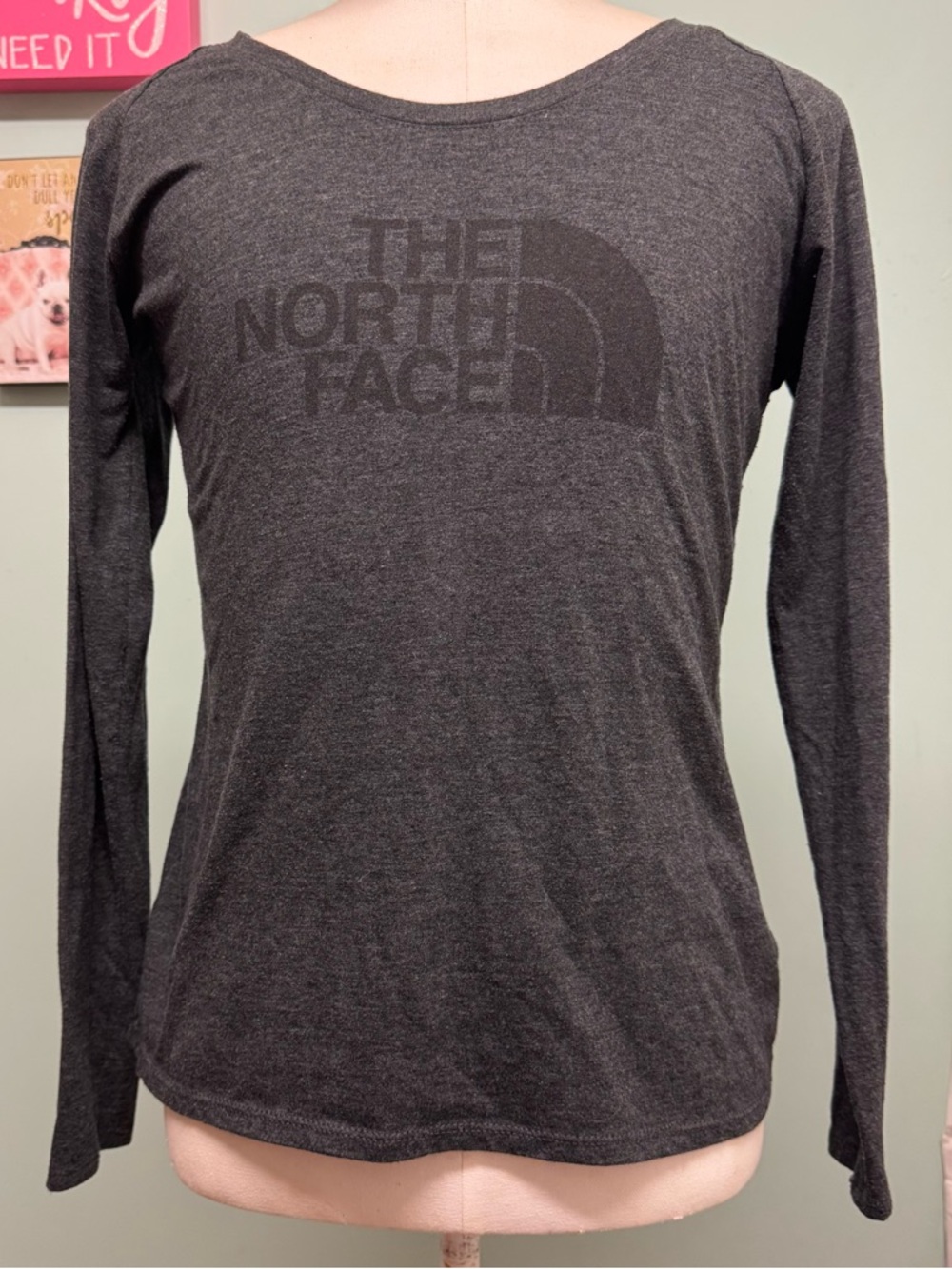 The North Face Women's Long Sleeve Tee in Dark Charcoal